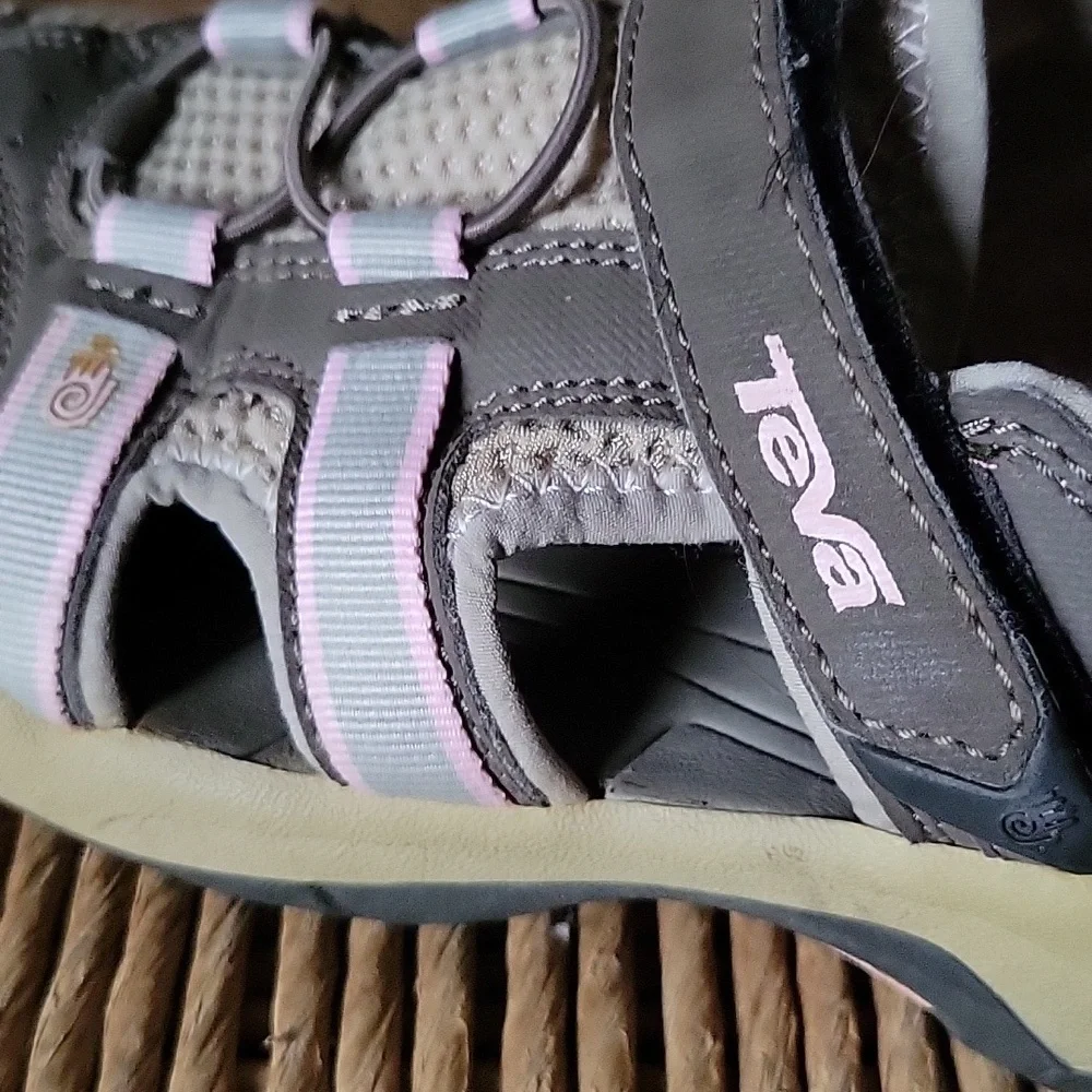 Teva sandals, brown, tan, gray, pink, size 3.
